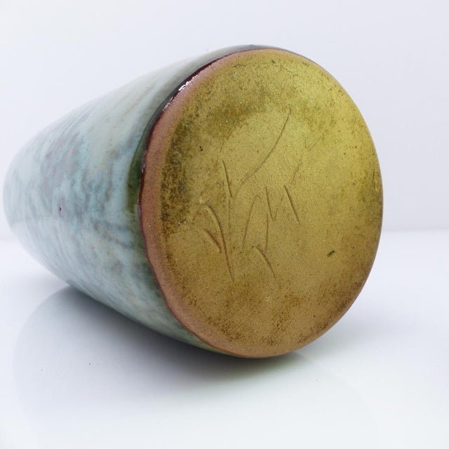 Green Enamelled Stoneware Bottle Vase, 1960s For Sale - Image 6 of 7