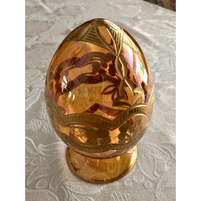 Glass 1980s Blown Glass Pedestal Egg For Sale - Image 7 of 9