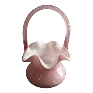 Vintage Fenton Cranberry Ruffled Edge Basket Vase