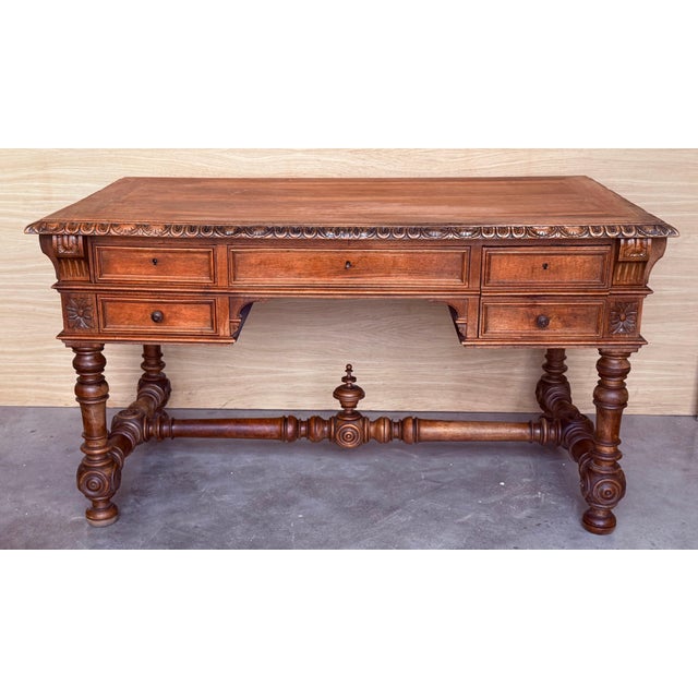 19th Century Spanish Two Faces Baroque Style Oak Library Table or Desk For Sale - Image 16 of 18