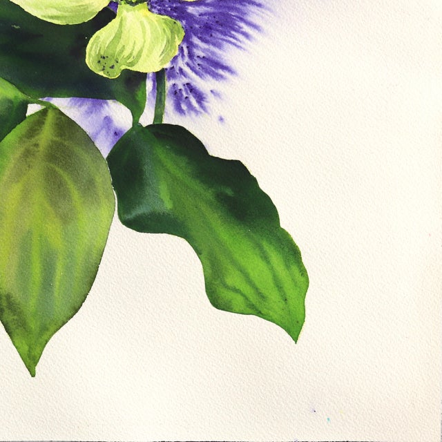 Paper Dogwood Flower - Dramatic Abstract Purple Botanical Floral Still Life Painting Original Artwork by Xiao Wen Xu For Sale - Image 7 of 8