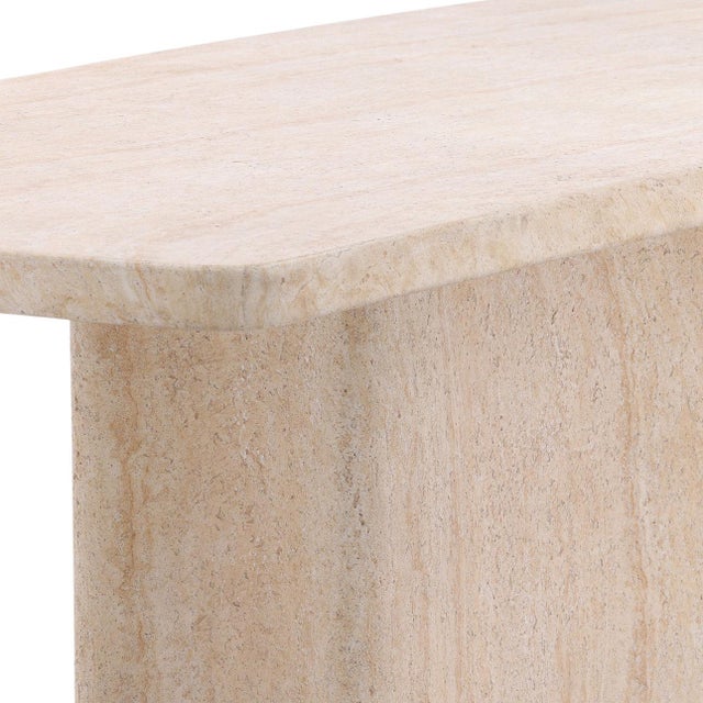 Modern Outdoor Faux Travertine Dining Table For Sale - Image 4 of 5