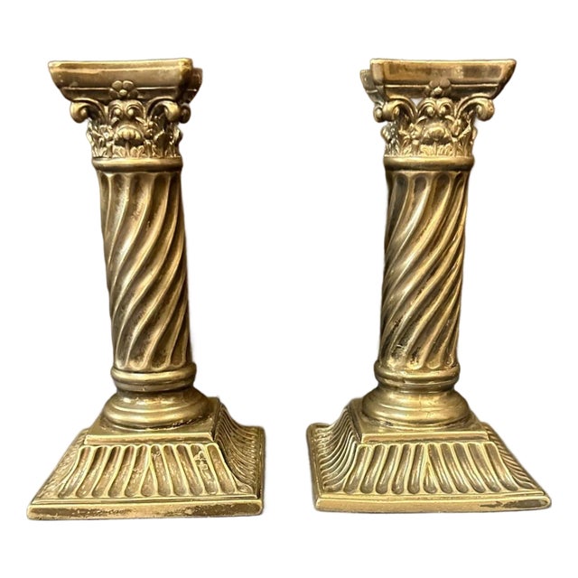 Early 20th Century Wilcox Silver Plate Candle Holders - A Pair For Sale