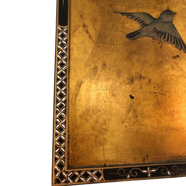 Golden Oriental Screen with Flowers and Birds, 1890s For Sale - Image 4 of 7