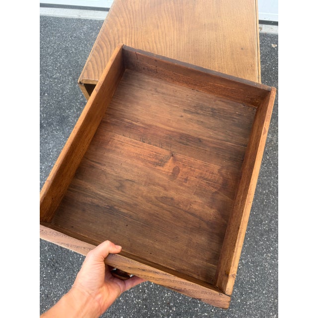 Farmhouse Antique Oak Gate Leg Drop Leaf Table For Sale - Image 3 of 12