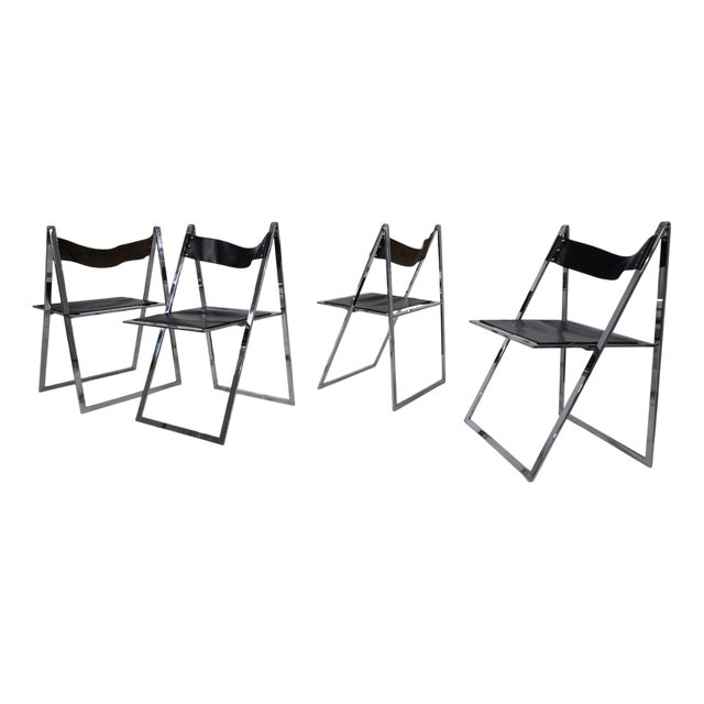 Folding Dining Chairs by Fantoni&Geraci for Lübke, 1969, Set of 4 For Sale