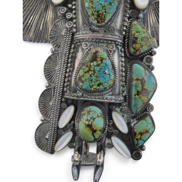 Turquoise Michael Little Elk Sterling Silver Turquoise Kachina Eagle Dancer Sculpture For Sale - Image 8 of 13