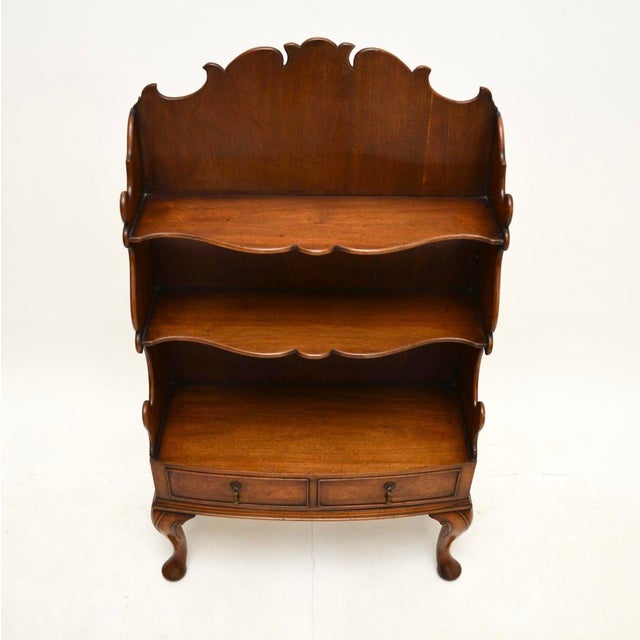 Early 20th Century Antique Burr Walnut Cascading Open Bookcase, 1900s For Sale - Image 5 of 11