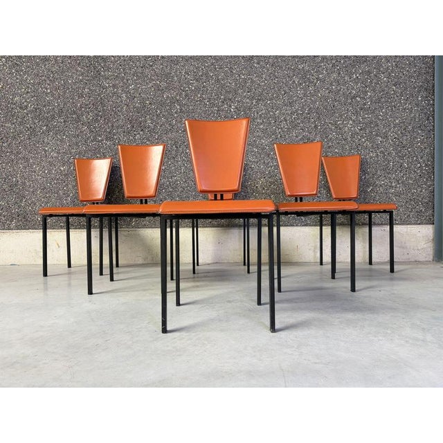 Postmodern Leather Dining Chairs, 1970s, Set of 6 For Sale - Image 3 of 8
