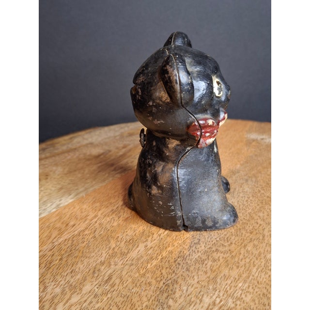 Rare Black Colorway Antique Hubley Cast Iron Fido Dog Still Bank 1904 Orig Paint For Sale - Image 13 of 18