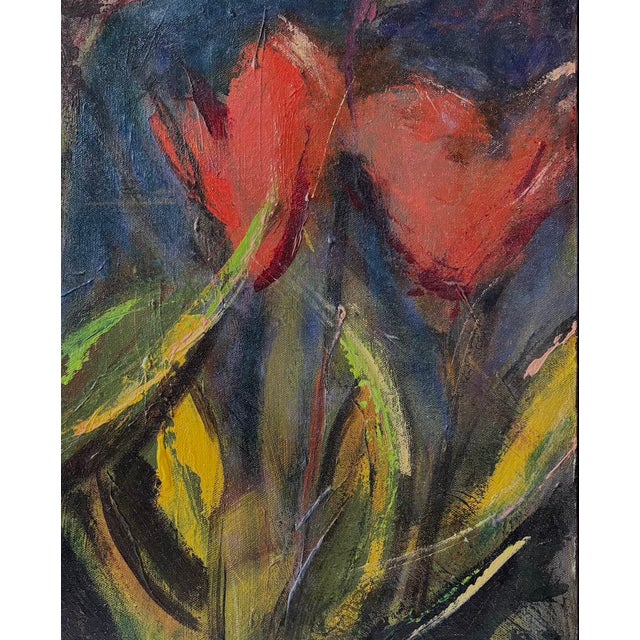 Mid-Century Modern Abstract Painting, "Heart Flowers", Oil on Canvas For Sale - Image 3 of 5