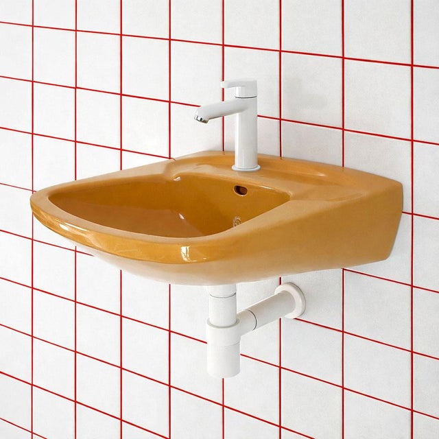 Vintage Round Mustard Sink from Keramag Keravit, 1980s For Sale - Image 11 of 11