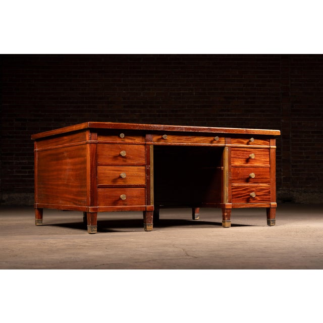 1920s Regency Mahogany Partners Desk For Sale - Image 4 of 17