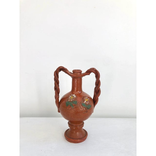 Paint Handmade Terracotta Jug With Daisies For Sale - Image 7 of 7