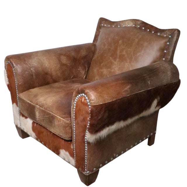 Rustic Old Hickory Hide and Leather Club Chair and Ottoman For Sale - Image 15 of 16