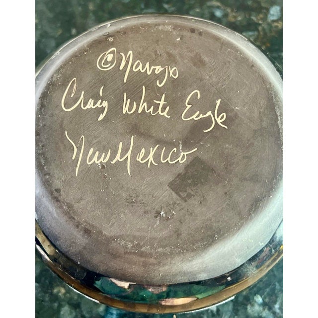 Craig White Eagle Navajo Studio Pottery Vessel, Bronze Geometric Form For Sale - Image 4 of 8