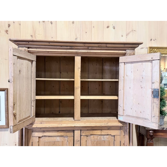 19th Century Antique English Pine Four Door Architectural Cupboard Cabinetry For Sale - Image 5 of 9