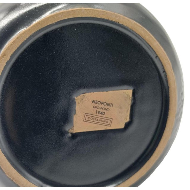 Black Bucchero Ceramic Vase by Gio Ponti for Costantino, Italy, 1997s For Sale - Image 6 of 11