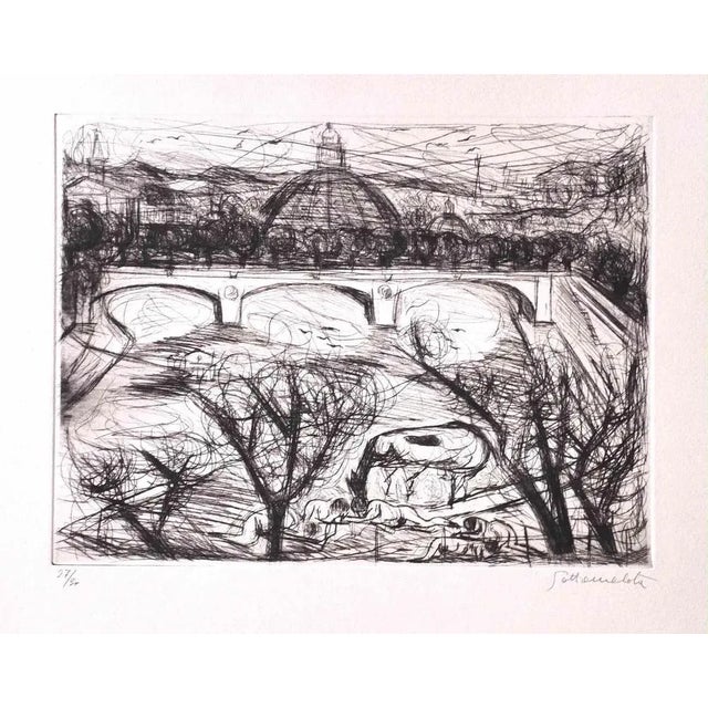 Nazareno Gattamenata, St. Peter and Tiber, Original Etching, 1970s For Sale - Image 3 of 3