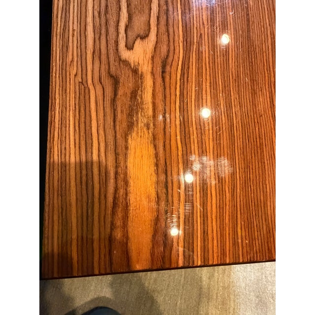 Extremely fine, high gloss finish, modern circa 1970s, would lend well to a mid century modern or even art deco aesthetic....