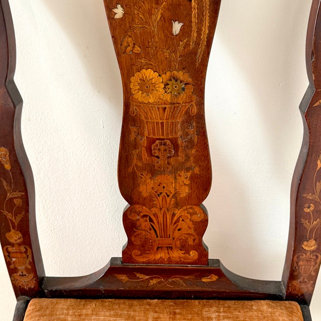 19th Century Dutch Marquetry Inlaid Side Chairs, a Pair For Sale - Image 6 of 18