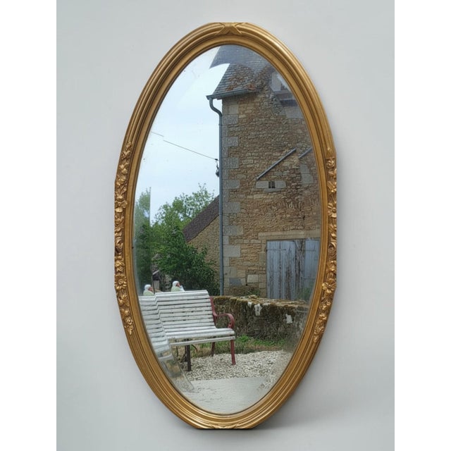 Louis XVI Oval Mirror in Gilded Wood, 1890s For Sale - Image 11 of 12