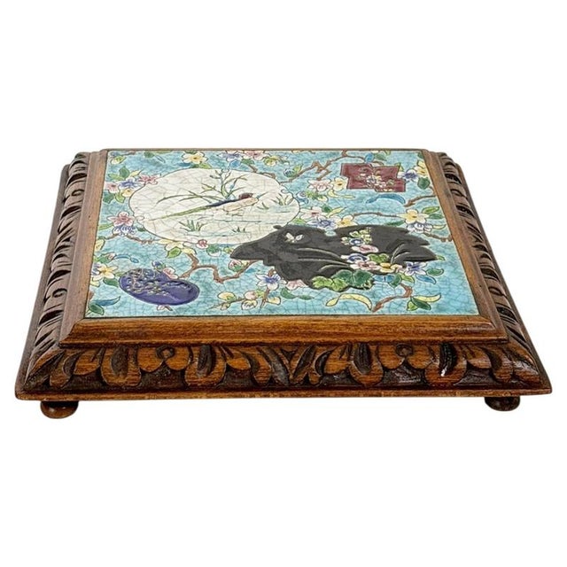 Antique French Glazed Ceramic Trivet from Longwy, 1900s For Sale - Image 16 of 16
