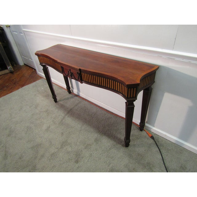 Traditional Henkel Harris Solid Mahogany Inlaid Console Table For Sale - Image 3 of 10