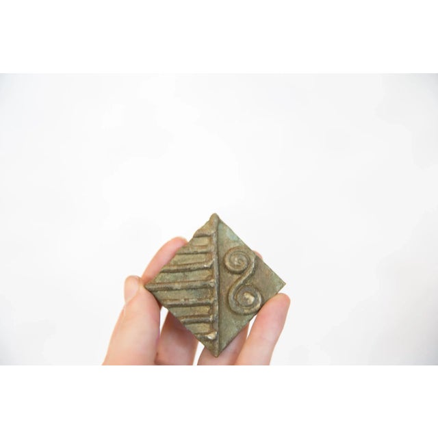 Tribal Vintage African Square Bronze Coin For Sale - Image 3 of 4