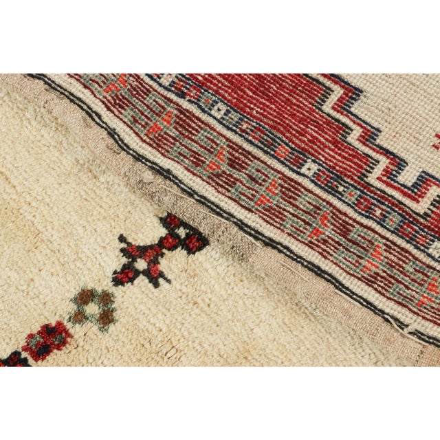 Beige Antique Gabbeh Persian Tribal Rug, Beige With Geometric Medallion - Rug & Kilim For Sale - Image 8 of 8