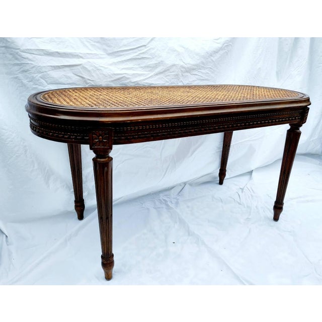 Antique French Walnut Caned Bench - Circa 1900 For Sale - Image 9 of 12