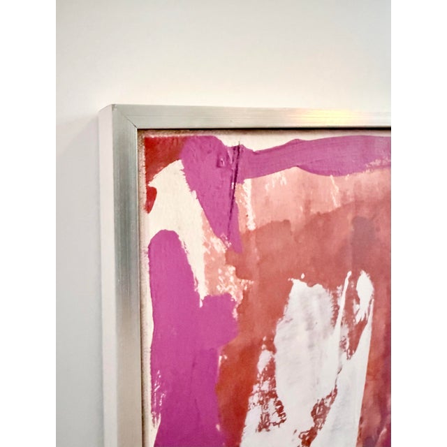 Abstract Rare Lea Nikel Acrylic on Cardboard Mounted on Fabric Painting, 1996 For Sale - Image 3 of 5