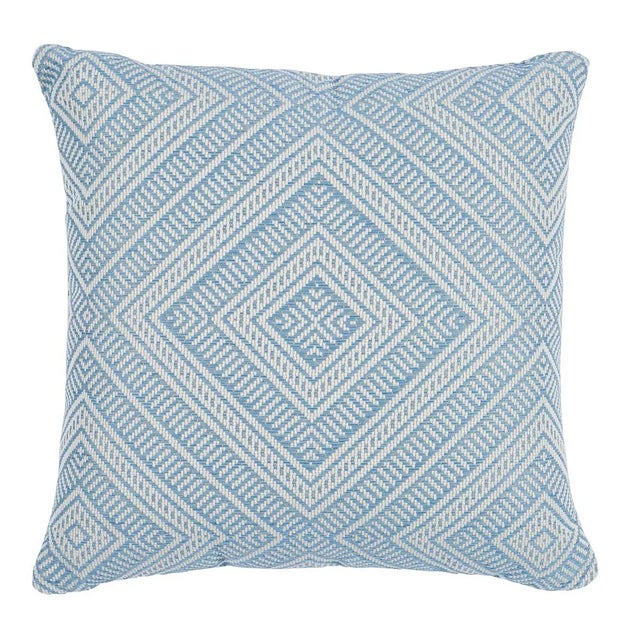 Tribal Schumacher Tortola Indoor & Outdoor 20" Pillow in Sky For Sale - Image 3 of 3
