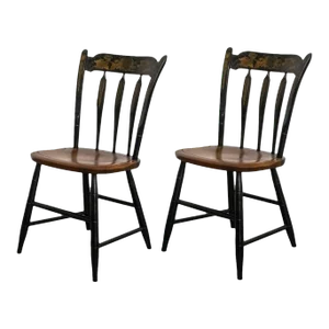 American Folk Style Ebonized Painted Chairs, 2