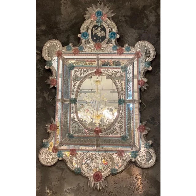 Venetian Murano Glass Mirror For Sale - Image 3 of 10