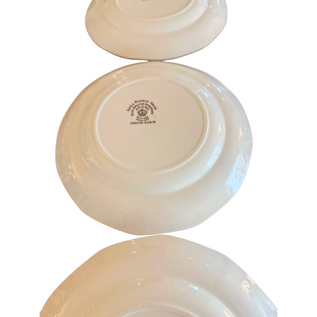 Ceramic Vintage Adams India Parrot Gray Chinoiserie Ironstone Salad Plates, Set of 3 For Sale - Image 7 of 12