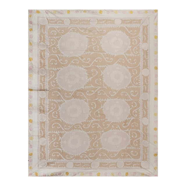Neutral Suzani Wall Hanging 8'7'' X 11'10'' - Bedspread For Sale