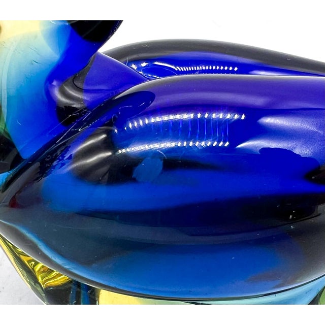 20th Century Somerso Murano Glass Bird- Blue and Yellow For Sale - Image 10 of 10
