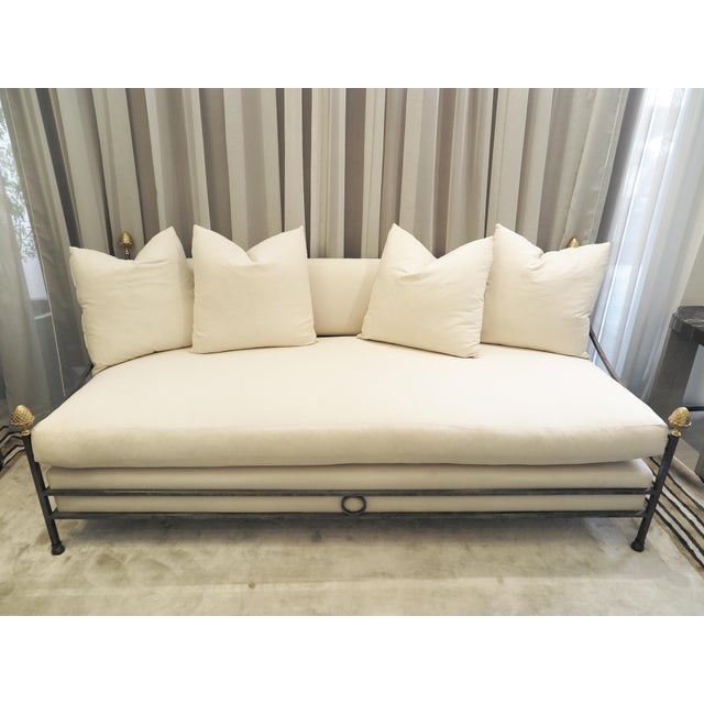 1940s French Mid-Century Wrought Iron Sofa N the Style of Maison Jansen For Sale - Image 4 of 4