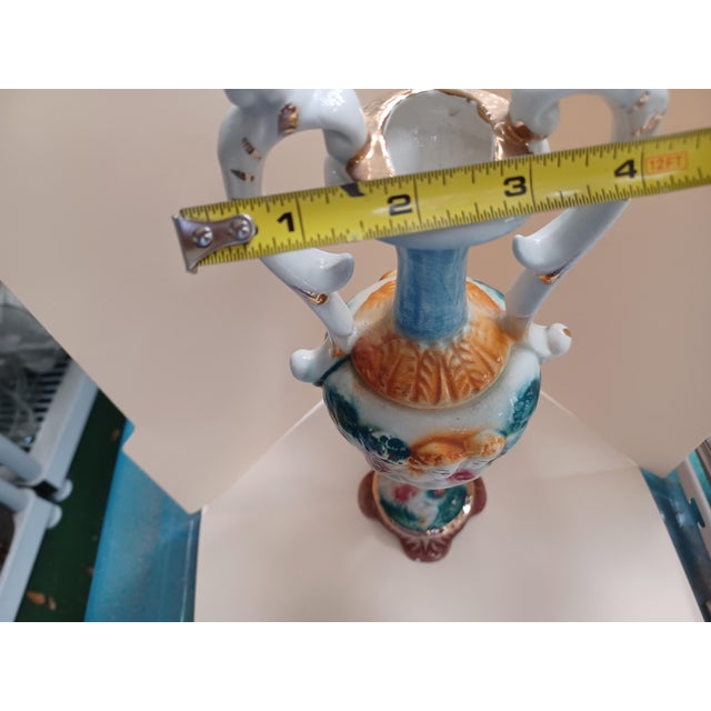 Ceramic Vintage Italian Capodimonte Double Handle Porcelain Vase For Sale - Image 7 of 9