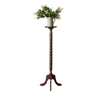 Antique English Plant Stand Bobbin Leg For Sale