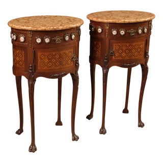 20th Century French Inlaid Bedside Tables, 1930s, Set of 2 For Sale