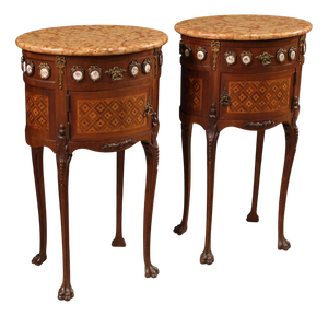20th Century French Inlaid Bedside Tables, 1930s, Set of 2