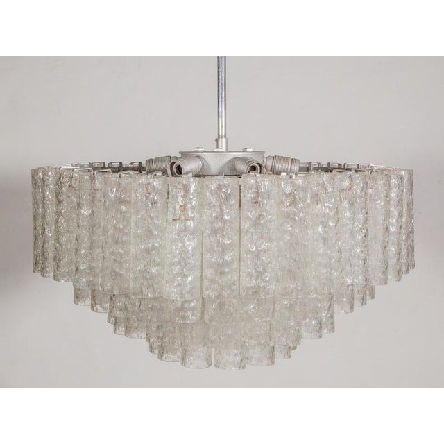 Metal Large Iced Glass Tube Chandelier from Doria, 1960s For Sale - Image 7 of 12