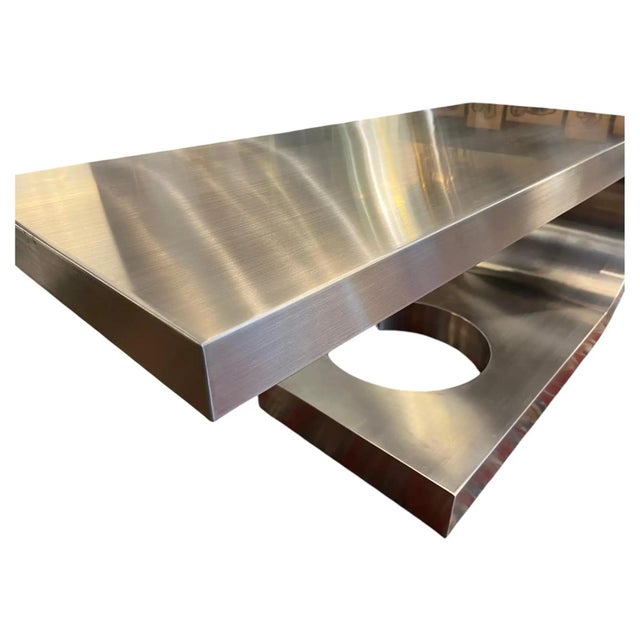 Vintage Italian Diapason Desk in Brushed Stainless Steel by Marzio Cecchi for Studio Most For Sale - Image 4 of 11