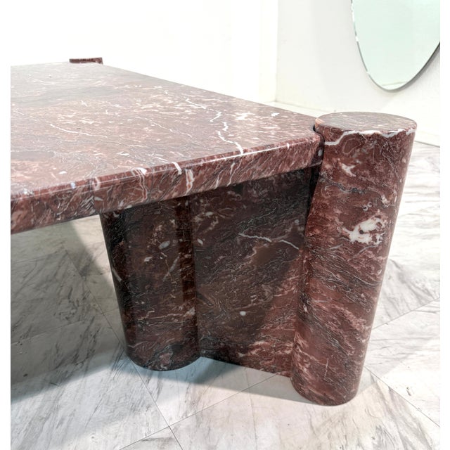 Gae Aulenti 1970s Attributed to Gae Aulenti "Jumbo" Coffee Table for Knoll, Rosso Verona Marble For Sale - Image 4 of 9