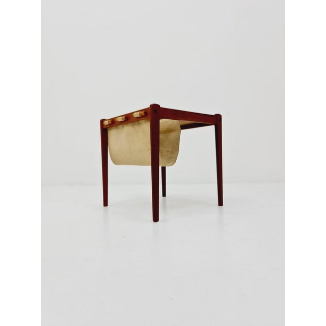 Danish Mid century solid teak side table magazine rack by Brdr.Furbo For spottrup , 1960s Dimensions: 45 D x 45 W x 46 H...