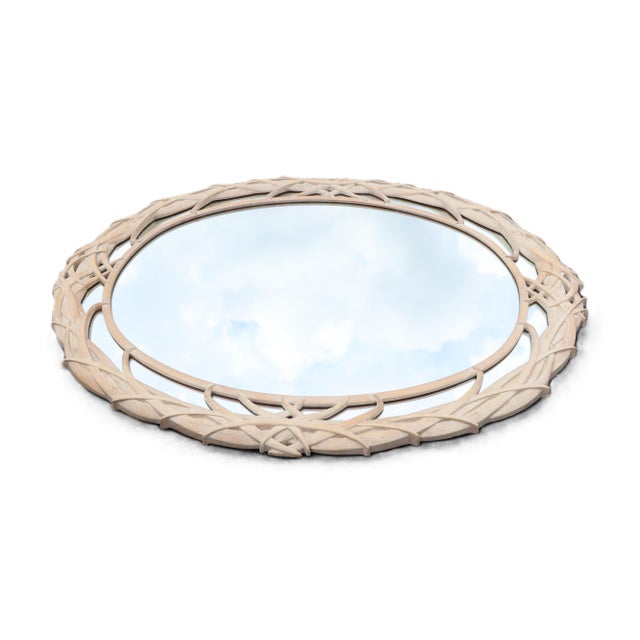 Beige Vintage Carolina Mirror Company Palm Frond Wall Mirror For Sale - Image 8 of 10