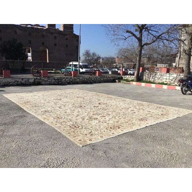 Antique Turkish OUSHAK Handmade Hand-knotted. Lamb's wool on a cotton foundation. Hand-Spun Wool Rug Vegetable Dyed Circa...