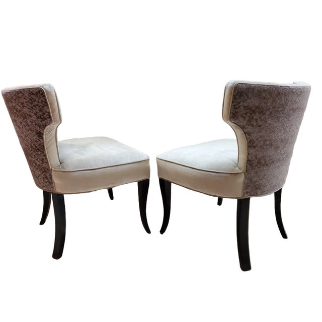 Wood Mid Century Modern Designer T Back Ebony Side Chairs Newly Reupholstered - Pair For Sale - Image 7 of 10